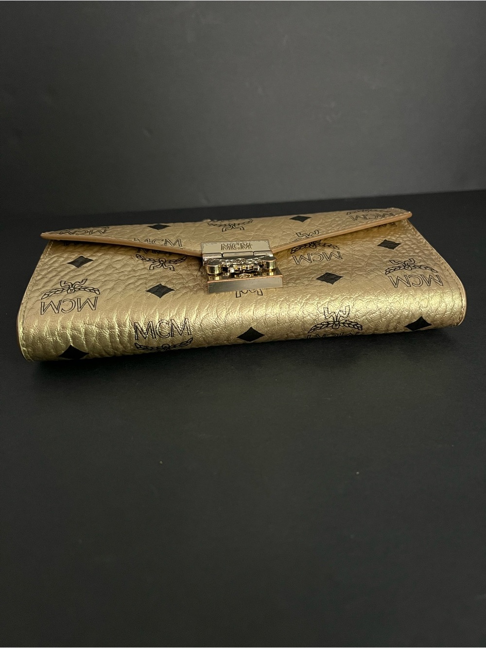 MCM Small Patricia Crossbody Wallet -  Metallic Gold Leather - Picture 6 of 13